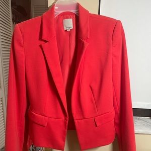 Halogen women blazer bright red peachy color jacket coat